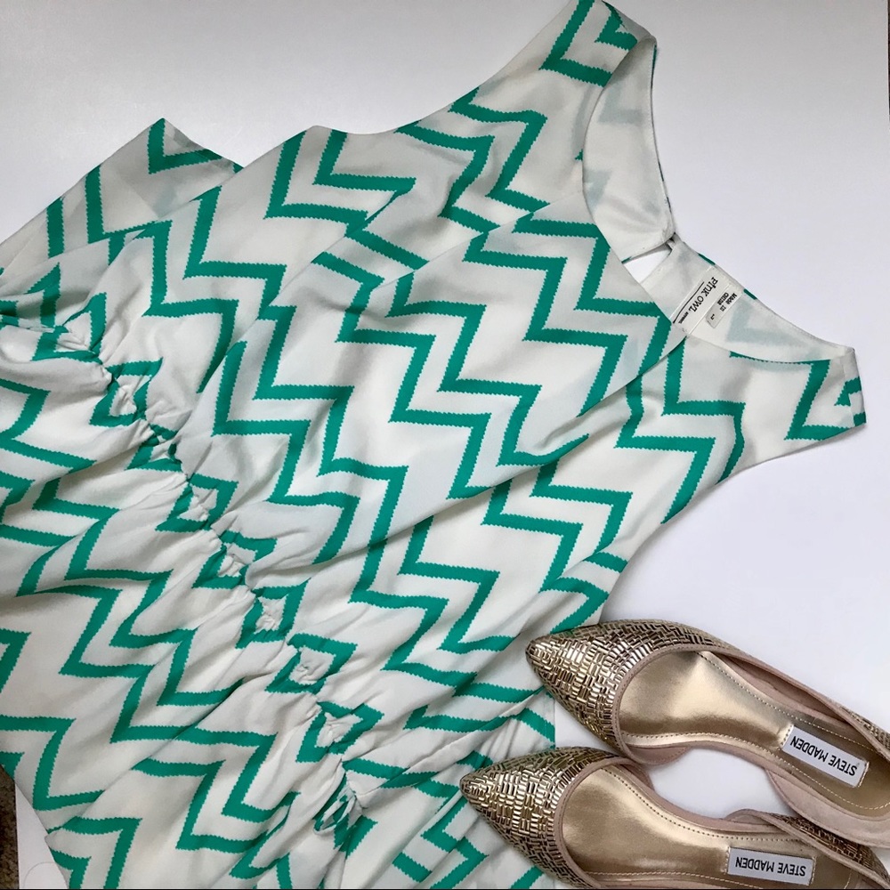 Mint and White Chevron Dress Size Large